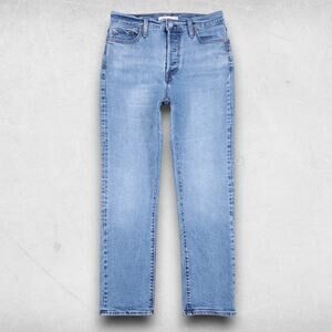 Levis Jeans Women 29 Md Blue Wedgie Straight Button Fly High Rise Y2K Casual